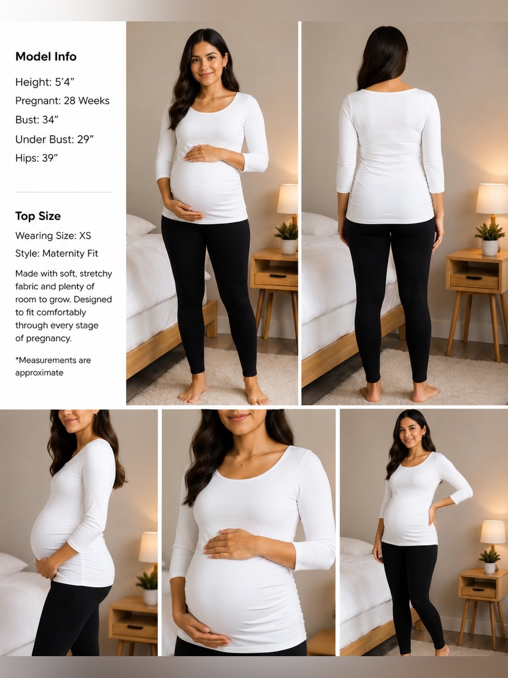 Isabel Maternity White 3/4 Sleeve Top NWT Multiple Sizes B-25